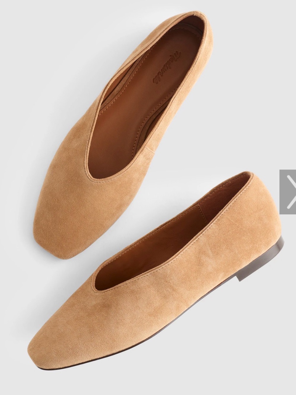 Madewell Suede Tan Slip-On Flats - Tawny Khaki